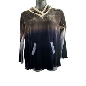 Johnny Was Women's Golden Brown & Purple Tie Dye Hoodie Top Size Medium 🛑